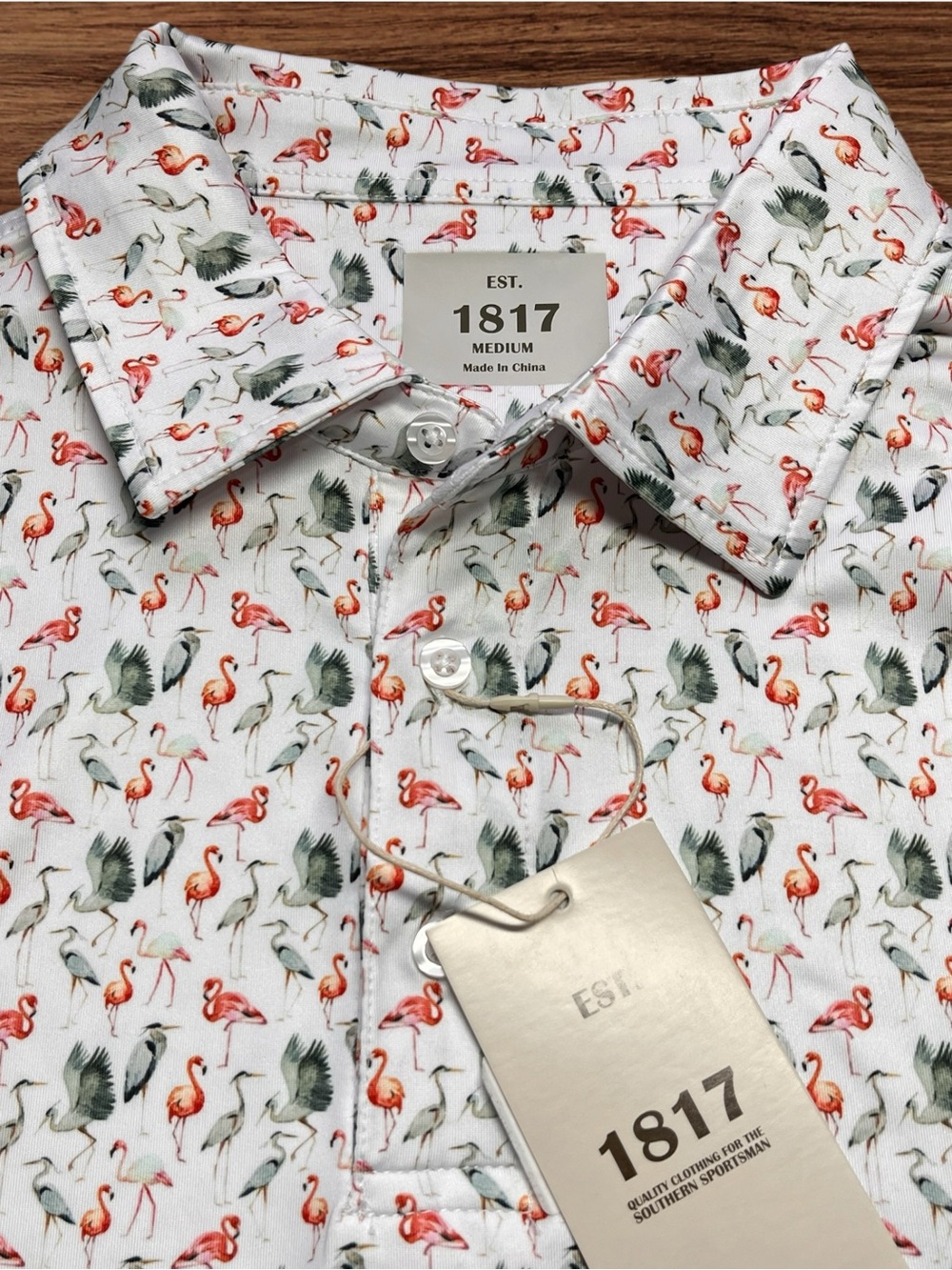 EST. 1817 Men’s White Performance Golf Polo. Medium - Picture 4 of 9